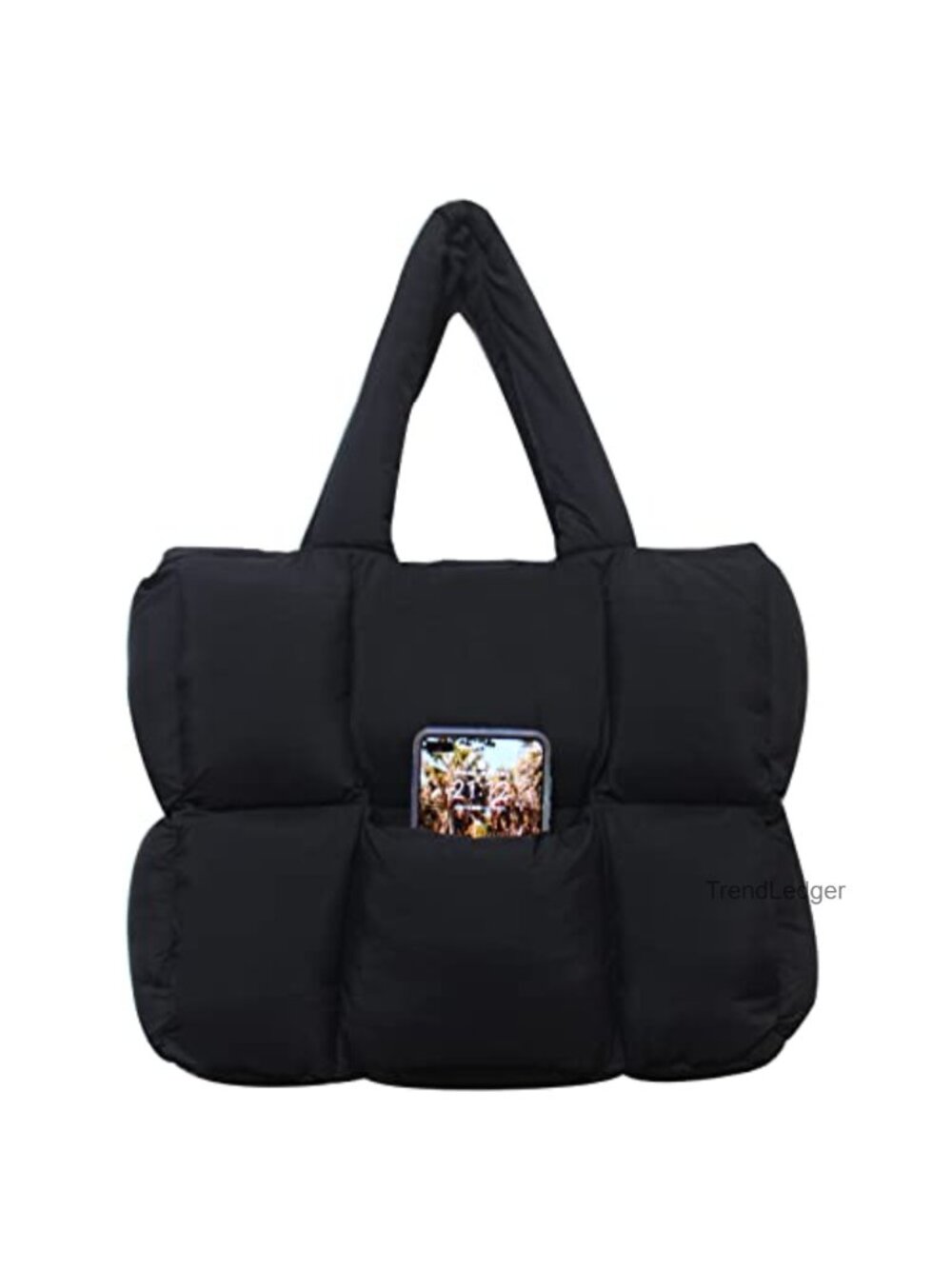 Quilted Puffer Tote Bag Nylon Large Shoulder Handbag Travel Work Gym